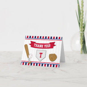 Thank You Card Folded Note Card Baseball