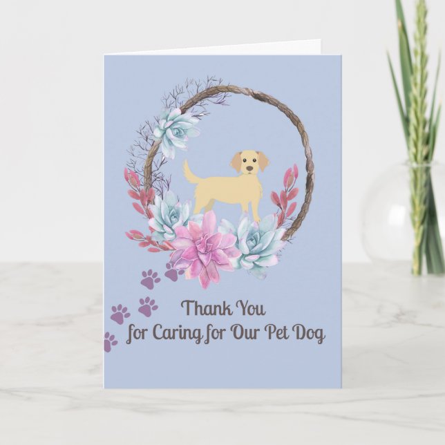 Thank You Card for Caring for Pet Dog (Front)