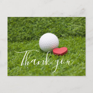 Thank you card for golfer with golf ball & love
