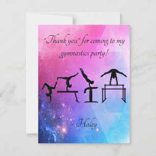 Thank you card for Gymnastics Birthday Party