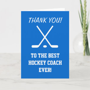 Thank you card for hockey coach   Customisable