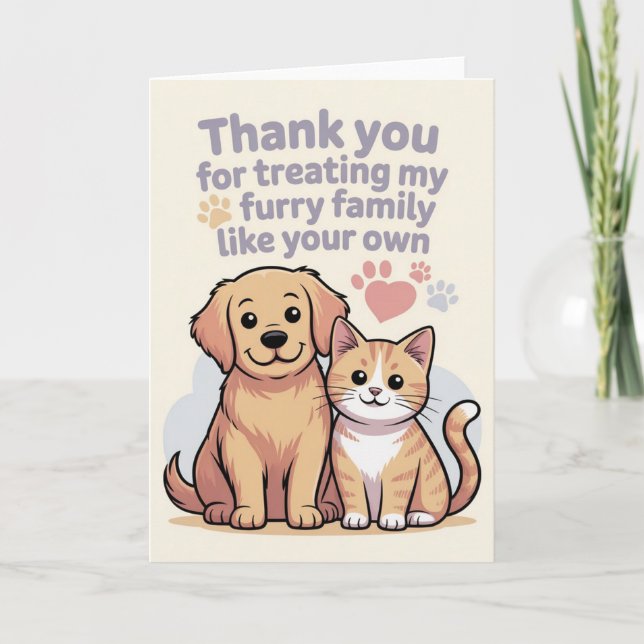 Thank You Card for Pet Sitter or Veterinarian (Front)