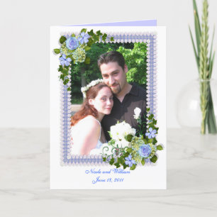Thank you card for photo with blue floral frame