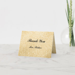  Thank You Card For Teacher Elegant Gold Design