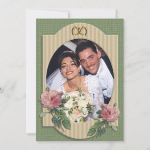 Thank you card for wedding photo vintage roses