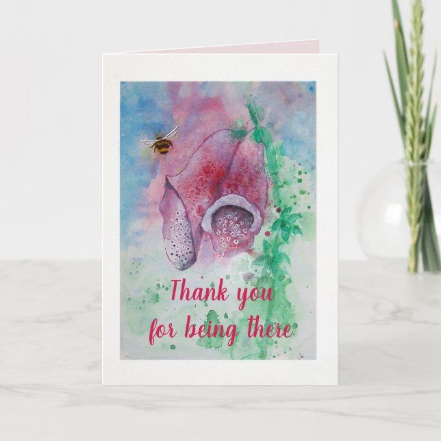 Thank you card, Foxglove and Bee (Front)