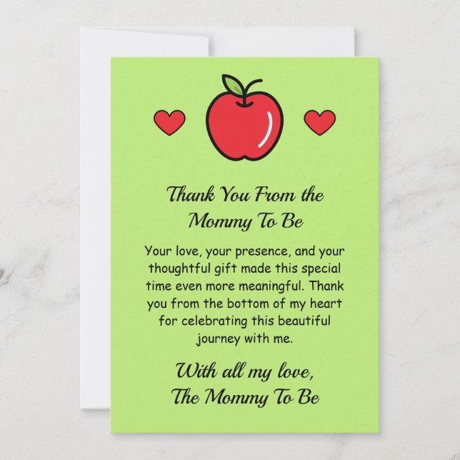 Thank You Card from Mummy To Be – Baby Shower  (Front)