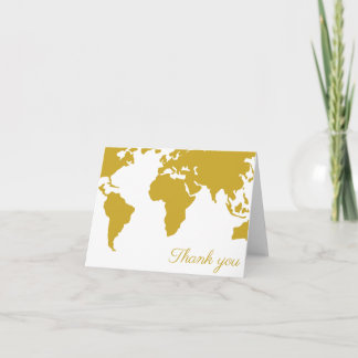 Thank You Card - Gold World Map