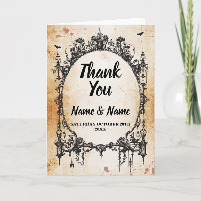 Thank You Card Gothic Wedding Halloween Rustic (Front)