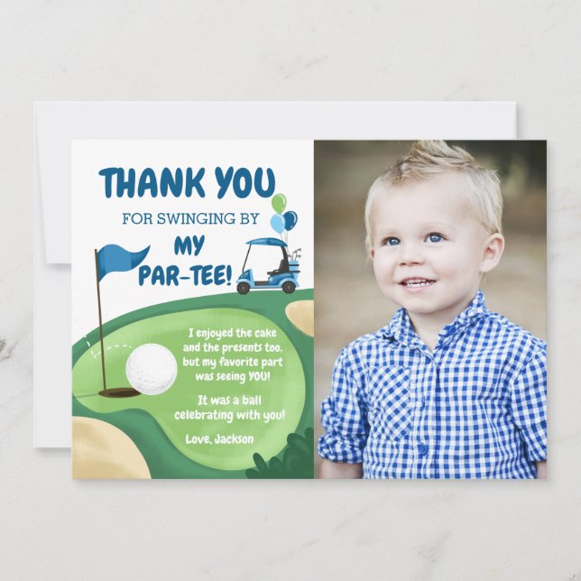 Thank You Card Hole In One Golf Birthday Par-Tee (Front)