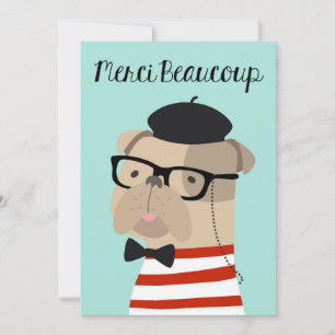 Thank You Card in French - Frenchie Bulldog Merci