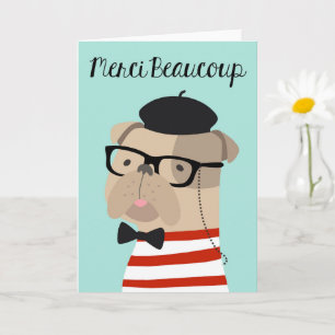 Thank You Card in French - Frenchie Bulldog Merci