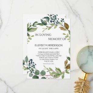 Thank you card in memory of sympathy.