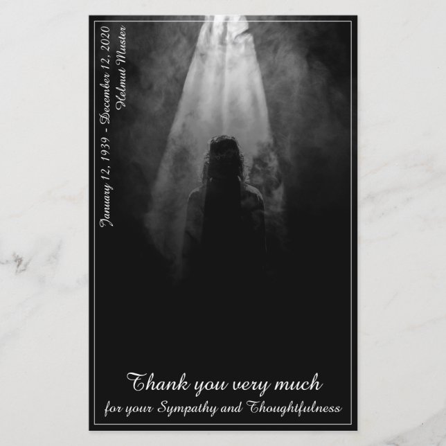 Thank You Card Into the light - goodbye my dear (Front)
