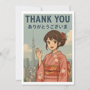 Thank You Card - Japanese Kimono Girl in Tokyo