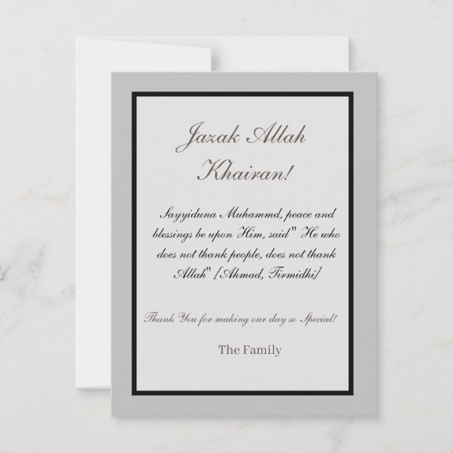 Thank You Card - Jazak Allah Khair (Front)