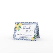 Thank You Card Lemons Bridal Shower Wedding folded