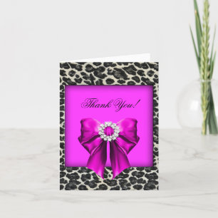 Thank You Card Leopard hot pink