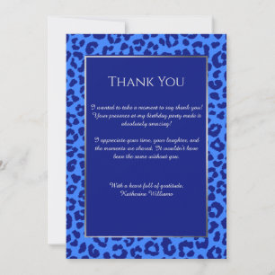 Thank You Card-Leopard Print-Blue- Invitation