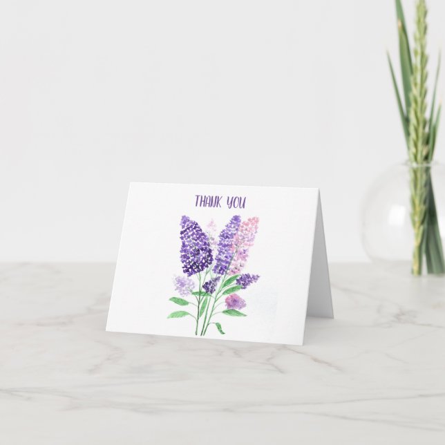 Thank you Card Lilacs floral purple spring (Front)