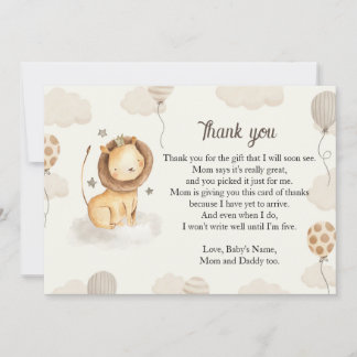 Thank you card lion little king personalised