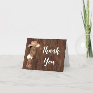 Thank You Card Little AA Cowboy Blue Baby Shower
