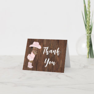 Thank You Card Little AA Cowgirl Pink Baby Shower