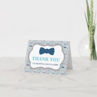 Thank You Card, Little Man, Bow Tie, Baby Blue