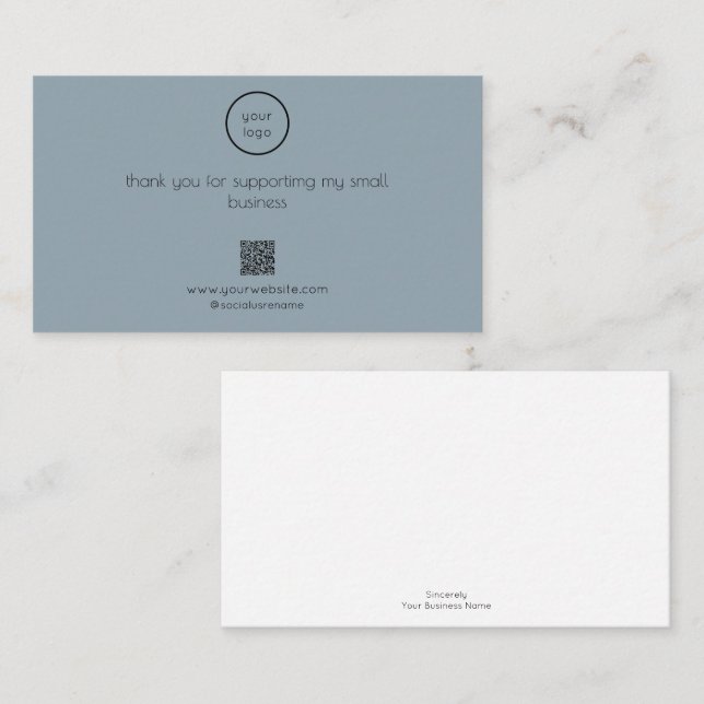 Thank You Card Logo QR Code Packaging Insert (Front/Back)