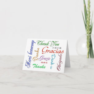 Thank you card. Many languages, custom greeting  Card
