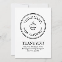 Thank you Card Minimalist Modern 1st Birthday