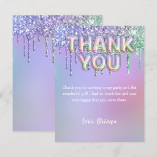 Thank You Card Modern Rainbow Glitter Balloons