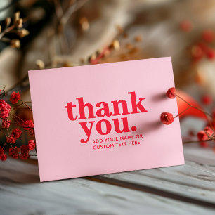 Thank you Card   Modern Red & Pink