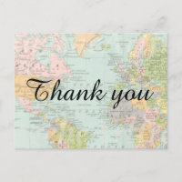 Thank You Card - Multicolor World Map