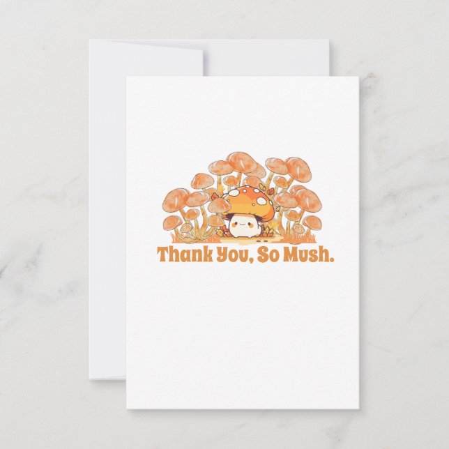 Thank you card. Mushroom Design. Flat card. (Front)