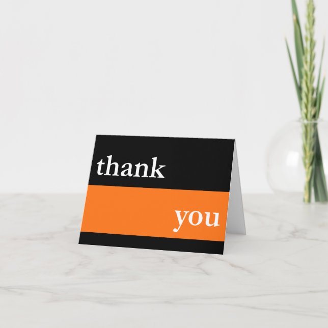 Thank You Card / Notecard (Orange Thick Stripe) (Front)