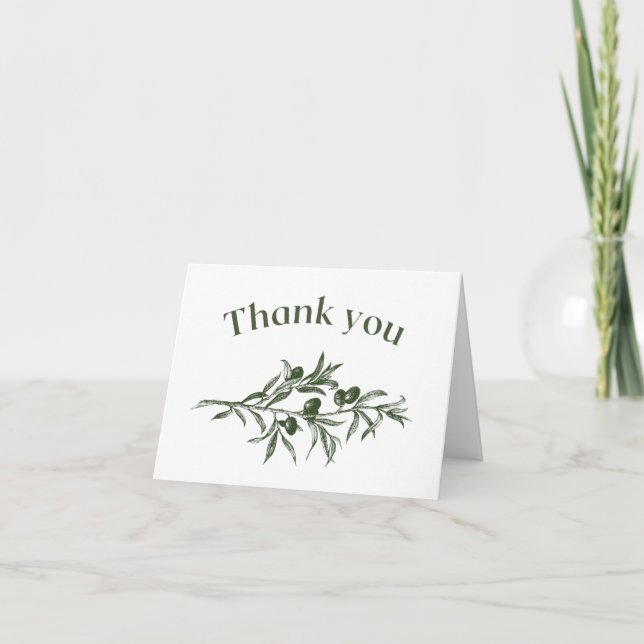 Thank you card- Olive- Folded- Customisable (Front)