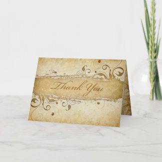 Thank You Card on Parchment with Classic Swirls