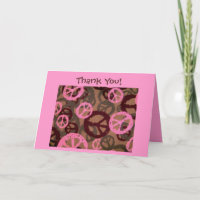 Thank You! Card-Peace Signs/Camo Look Design