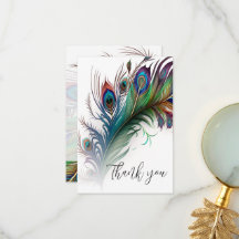 Thank You Card Peacock Feather Design
