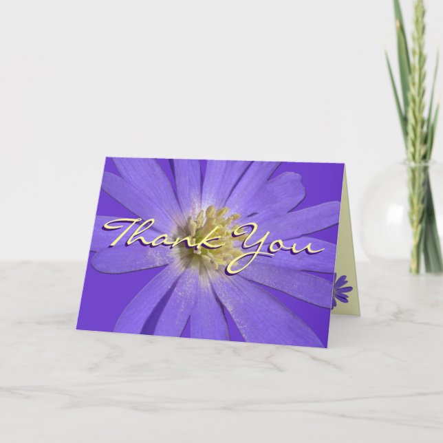 Thank You Card Personalise Blue Daisy Flower Cards (Front)