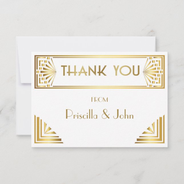 Thank You Card,Photo Back,Great Gatsby,white gold (Front)