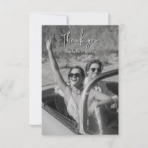 Thank you card Photo black and white Wedding card 