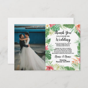 Thank You Card Photo Floral Tropical Aloha Luau
