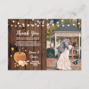 Thank You Card Photo Pumpkin Lights Wood