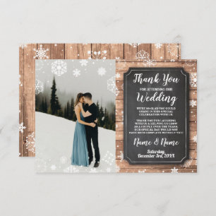 Thank You Card Photo Rustic Winter Snowflakes Wood