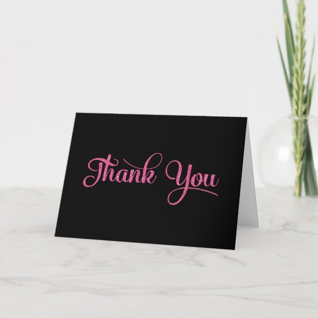 Thank You Card - Pink Sparkle Effect (Front)