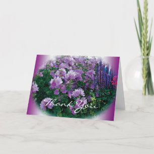 Thank you card, purple hisbiscus flowers card