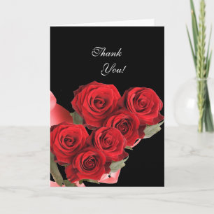 Thank You Card Red Rose Black