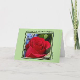 Thank you Card, Red Rose, w/ Galatians 6:9 Verse Holiday Card